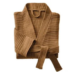 Accappatoio da bagno in garza di cotone L/XL Gaia Cammello