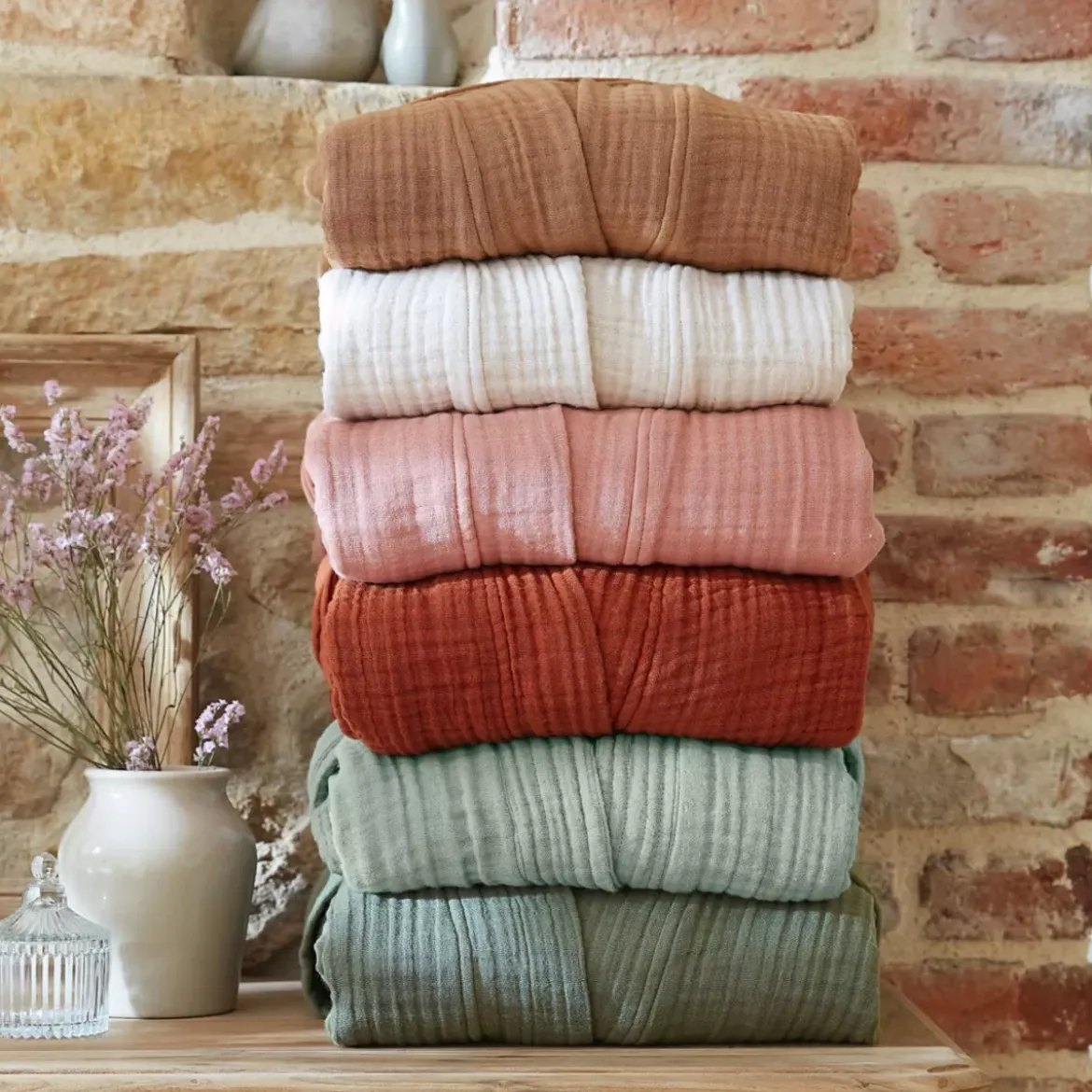 Accappatoio da bagno in garza di cotone L/XL Gaia Cammello