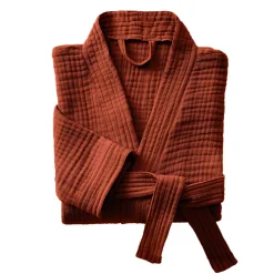 Accappatoio da bagno in garza di cotone S/M Gaia Terracotta