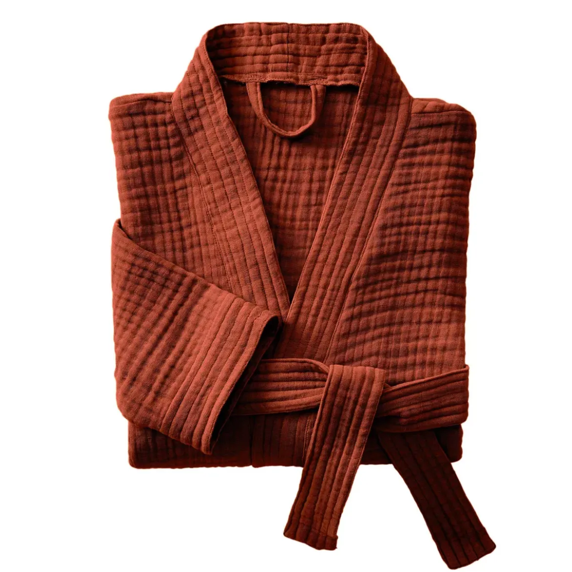 Accappatoio da bagno in garza di cotone L/XL Gaïa Terracotta