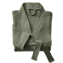 Accappatoio da bagno in garza di cotone L/XL Gaia Verde rosmarino