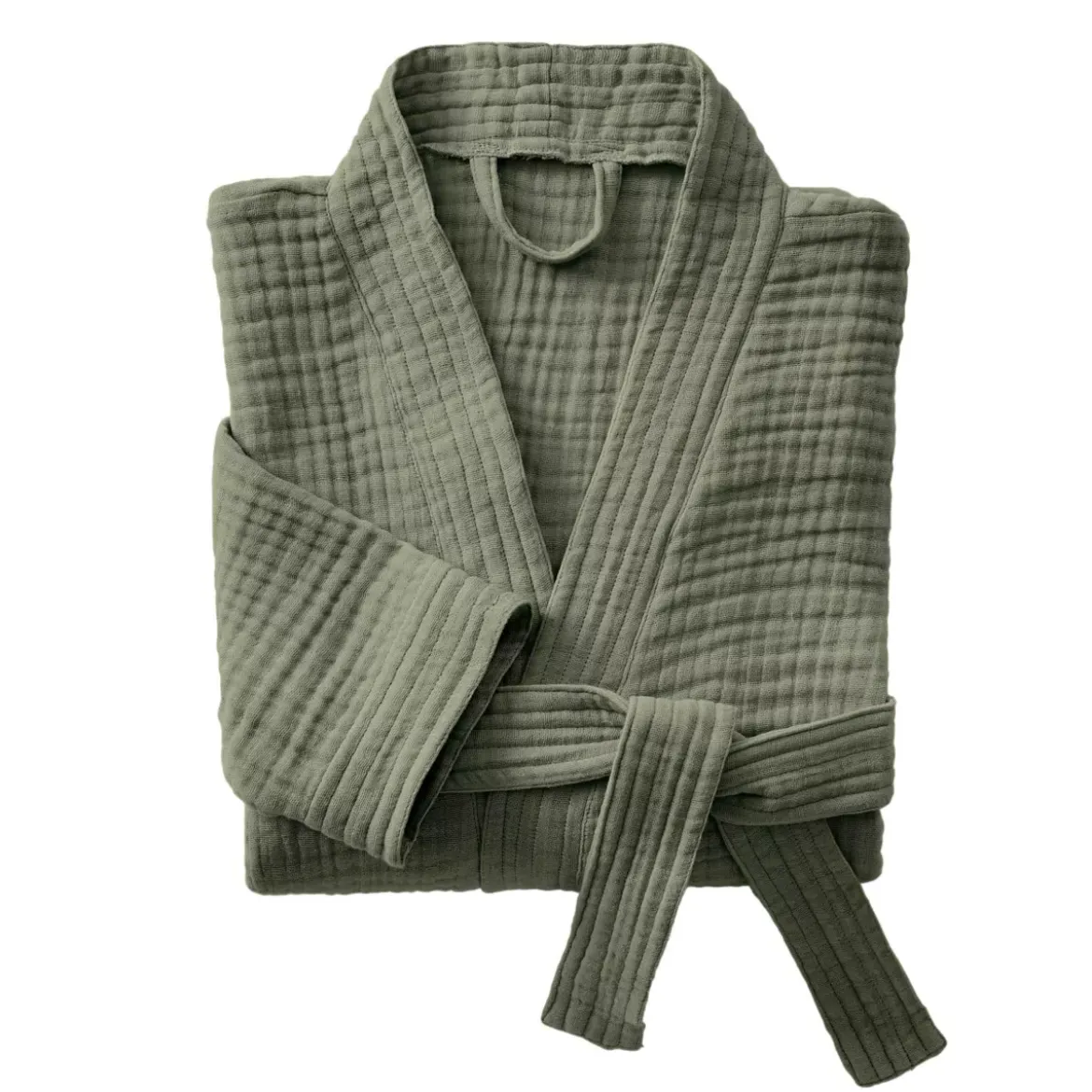 Accappatoio da bagno in garza di cotone L/XL Gaia Verde rosmarino