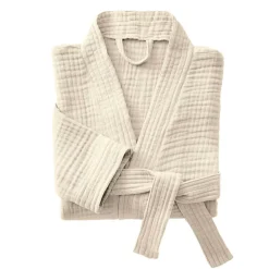 Accappatoio in garza di cotone L/XL Gaïa Beige pampa