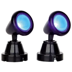 Accessorio Lemax luminoso (H3,5 cm) Set di 2 fari Proiettori luce blu