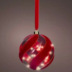 Addobbo natalizio luminoso da appendere con pile 40 LED (D20 cm) Sfera di Venezia Rossa