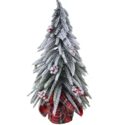 Albero artificiale da tavolo Bacche Alt. 27 cm Verde innevato