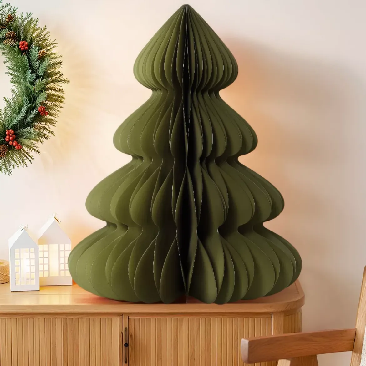 Albero di carta da posizionare (H90 cm) Chiusura Magnetica Verde