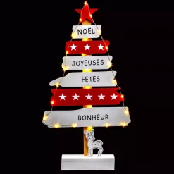 Albero di legno a pile illuminate (50 cm) Bianco caldo