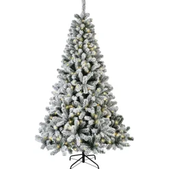 Albero di Natale artificiale luminoso 320 LED H210 cm King Verde innevato