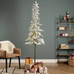 Albero di Natale artificiale luminoso 250 LED H240 cm Sierra Verde innevato