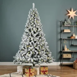 Albero di Natale artificiale luminoso 640 LED H300 cm King Verde innevato