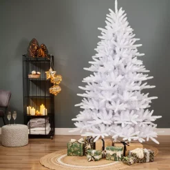 Albero di Natale artificiale H240 cm Odense Bianco iridescente e glitterato