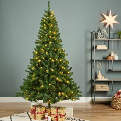 Albero di Natale artificiale luminoso 320 LED H210 cm King Verde albero