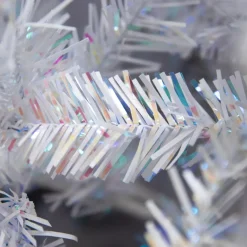 Albero di Natale artificiale H180 cm Odense Bianco iridescente e glitterato