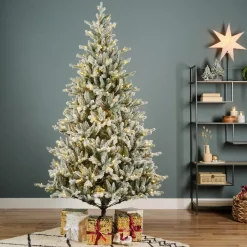 Albero di Natale artificiale luminoso 560 LED (H240 cm) Allix Verde innevato