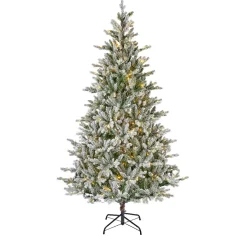 Albero di Natale artificiale luminoso 320 LED (H180 cm) Allix Verde innevato