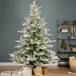 Albero di Natale artificiale luminoso 400 LED (H180 cm) Glorious Verde innevato