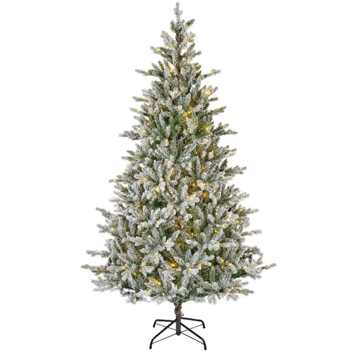 Albero di Natale artificiale luminoso 430 LED (H210 cm) Allix Verde innevato