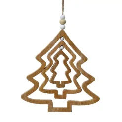 Albero di Natale da appendere (H13 cm) Legno e perle Naturale