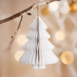 Albero di Natale di carta da appendere (H15 cm) Chiusura Magnetica Bianco