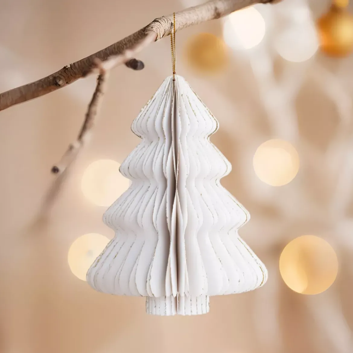 Albero di Natale di carta da appendere (H15 cm) Chiusura Magnetica Bianco