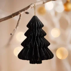 Albero di Natale in carta da appendere (H15 cm) chiusura magnetica Nero