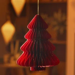 Albero di Natale in carta da appendere (H15 cm) con chiusura magnetica Rosso