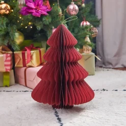 Albero di Natale in carta da appendere (H40 cm) chiusura Magnetica Rosso