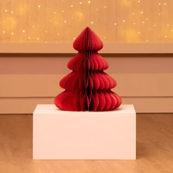 Albero di Natale in carta da tavolo (H60 cm) Chiusura Magnetica Rosso