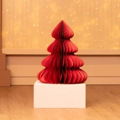 Albero di Natale in carta da tavolo (H90 cm) Chiusura Magnetica Rosso