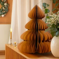 Albero di Natale in carta da tavolo (H60 cm) Chiusura magnetica Marrone caffè