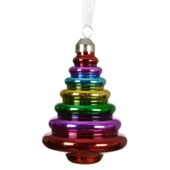 Albero di Natale in vetro da appendere (H10 cm) Natale allegro Multicolore
