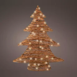 Albero di Natale luminoso a pile 30 LED (H40 cm) Rattan Bianco caldo
