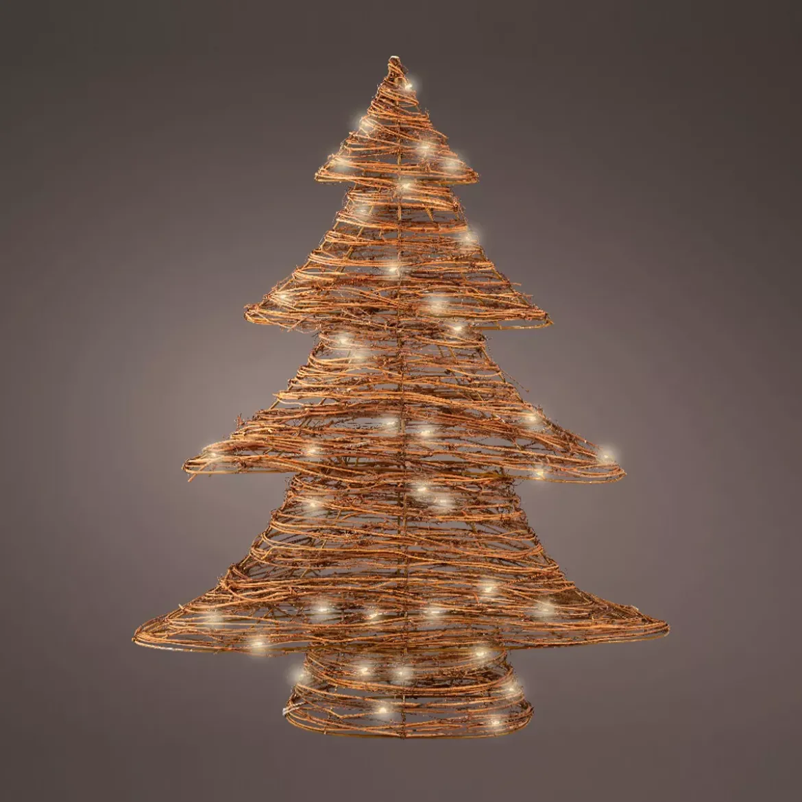 Albero di Natale luminoso a pile 30 LED (H40 cm) Rattan Bianco caldo