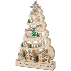 Albero di Natale luminoso in legno 15 LED (H45 cm) Conte di Neve Naturale