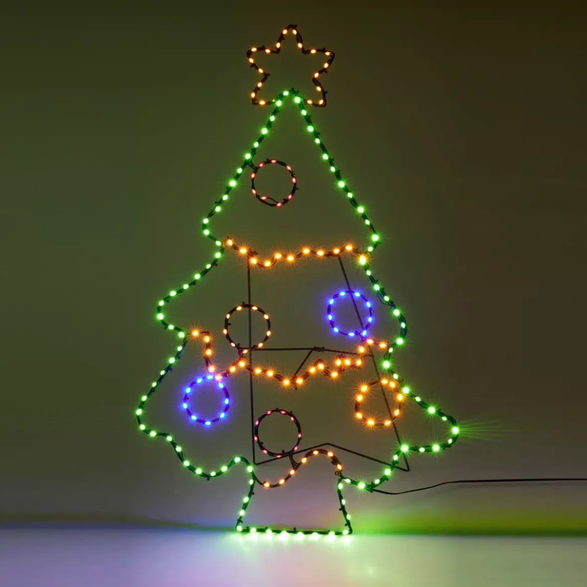 Albero di Natale luminoso 201 LED (H80 cm) Effetto flash al neon Multicolore