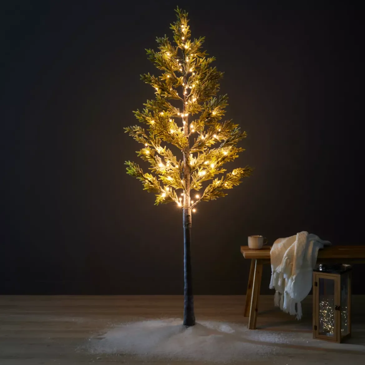 Albero luminoso 96 LED (H180 cm) Abete con rami ghiacciati Bianco caldo