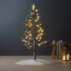 Albero luminoso 72 LED (H150 cm) Abete Alpino innevato e bianco caldo