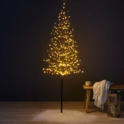 Albero luminoso 360 LED (H180 cm) Abete invernale Bianco caldo dorato