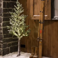 Albero luminoso 96 LED (H180 cm) Pino Clarius innevato Bianco caldo