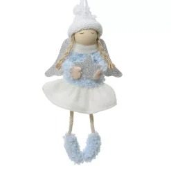 Angelo da appendere (H16 cm) Piccola Bambina stellata Blu