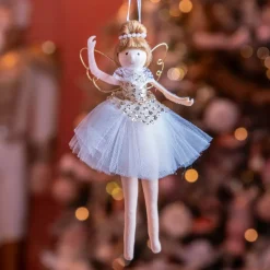 Angelo di Natale da appendere (H20 cm) Ballerina Dorata