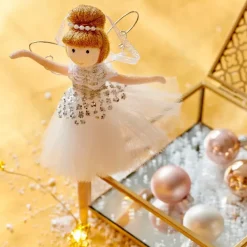 Angelo di Natale da appendere (H20 cm) Ballerina Dorata