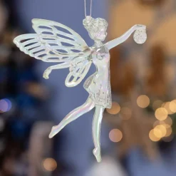 Angelo di Natale da appendere (H11 cm) Féerie Trasparente iridescente