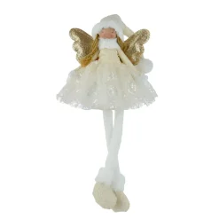Angelo di Natale gambe morbide (H60 cm) Stella Crema e Oro