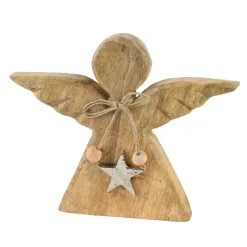 Angelo di Natale in legno da tavolo (H14 cm) Sweety Naturale