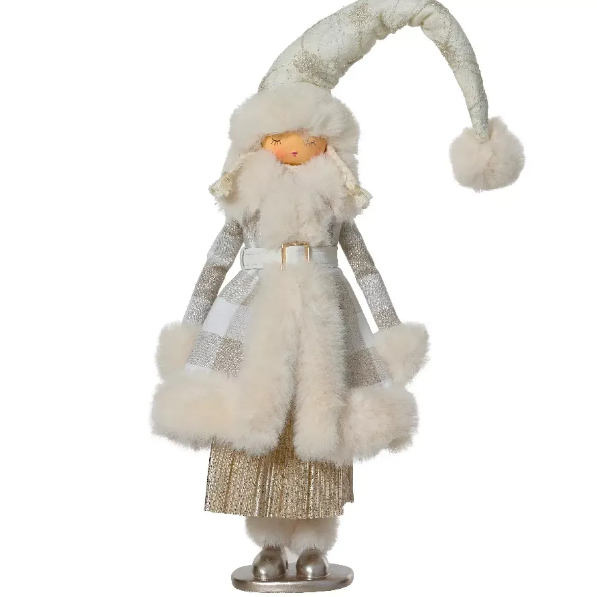Angelo di Natale in piedi (H70 cm) Fata scandinava dorata