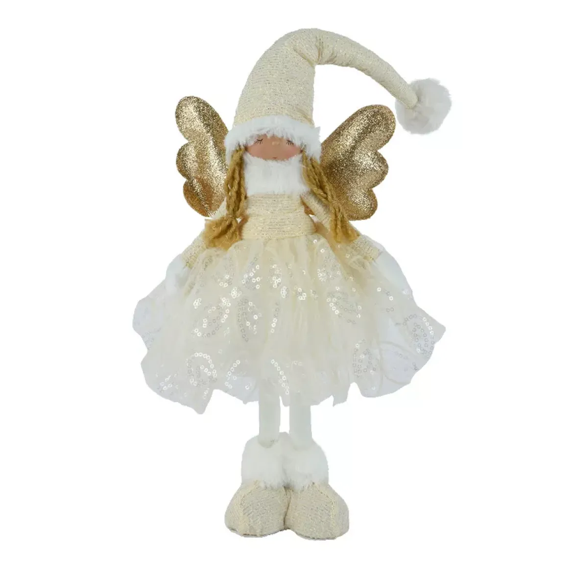 Angelo di Natale in piedi (H50 cm) Stella Crema e Oro