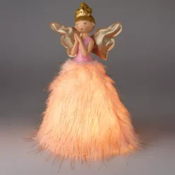 Angelo di Natale luminoso a pile (H36 cm) Mendhy abito Rosa