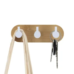 Appendiabiti adesivo 3M bambù 3 ganci (L13.5 cm) Bianco